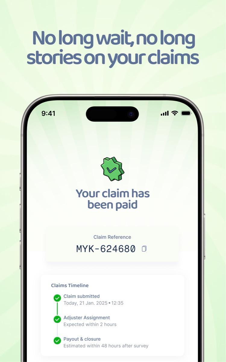 Claim paid confirmation with timeline