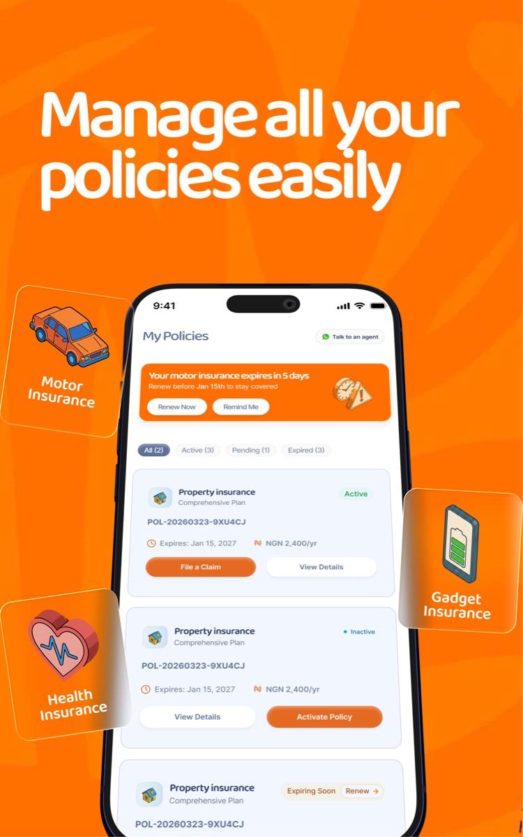 Policy management screen