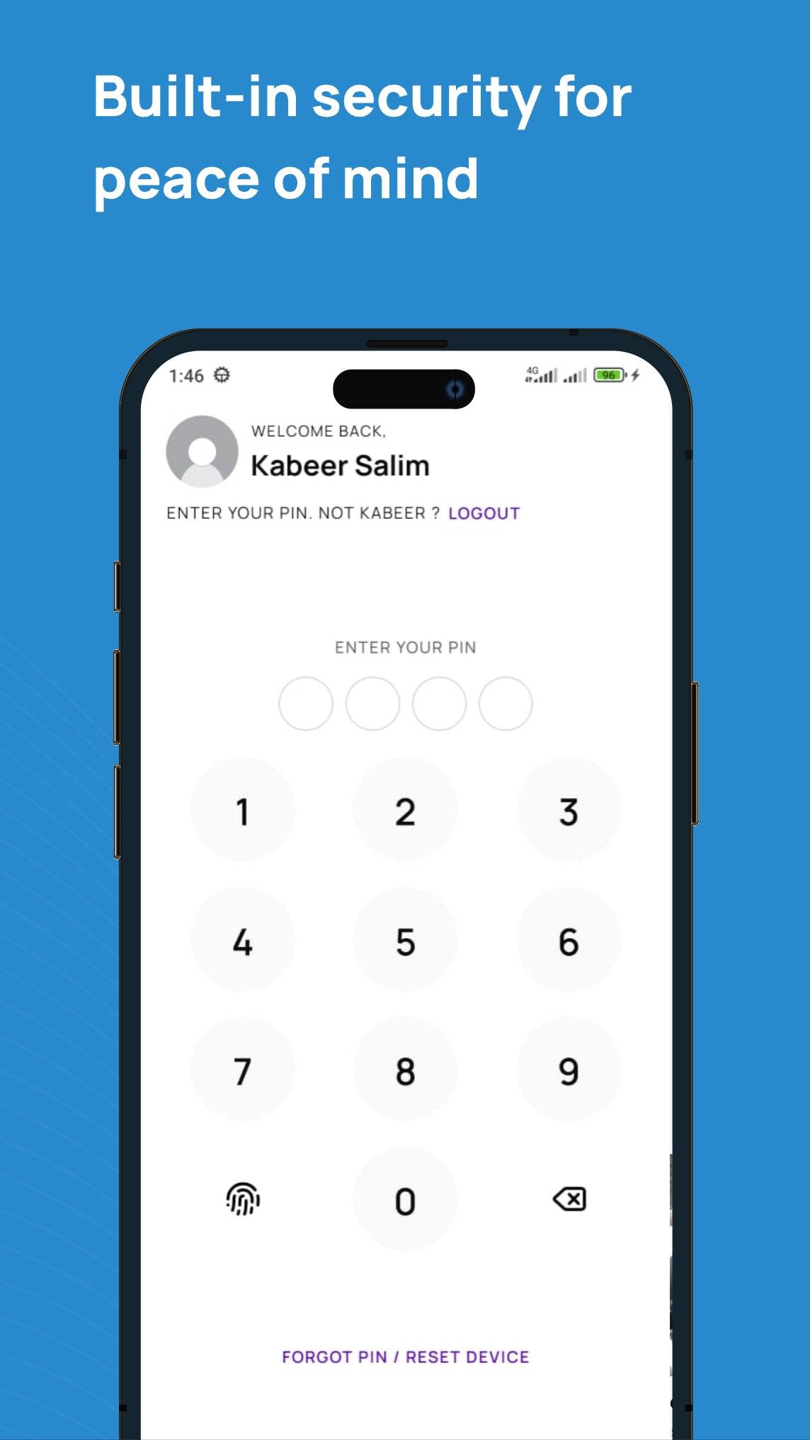 Passcode security screen