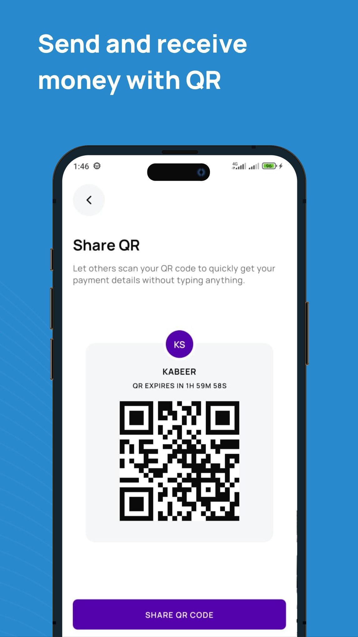 QR payments screen