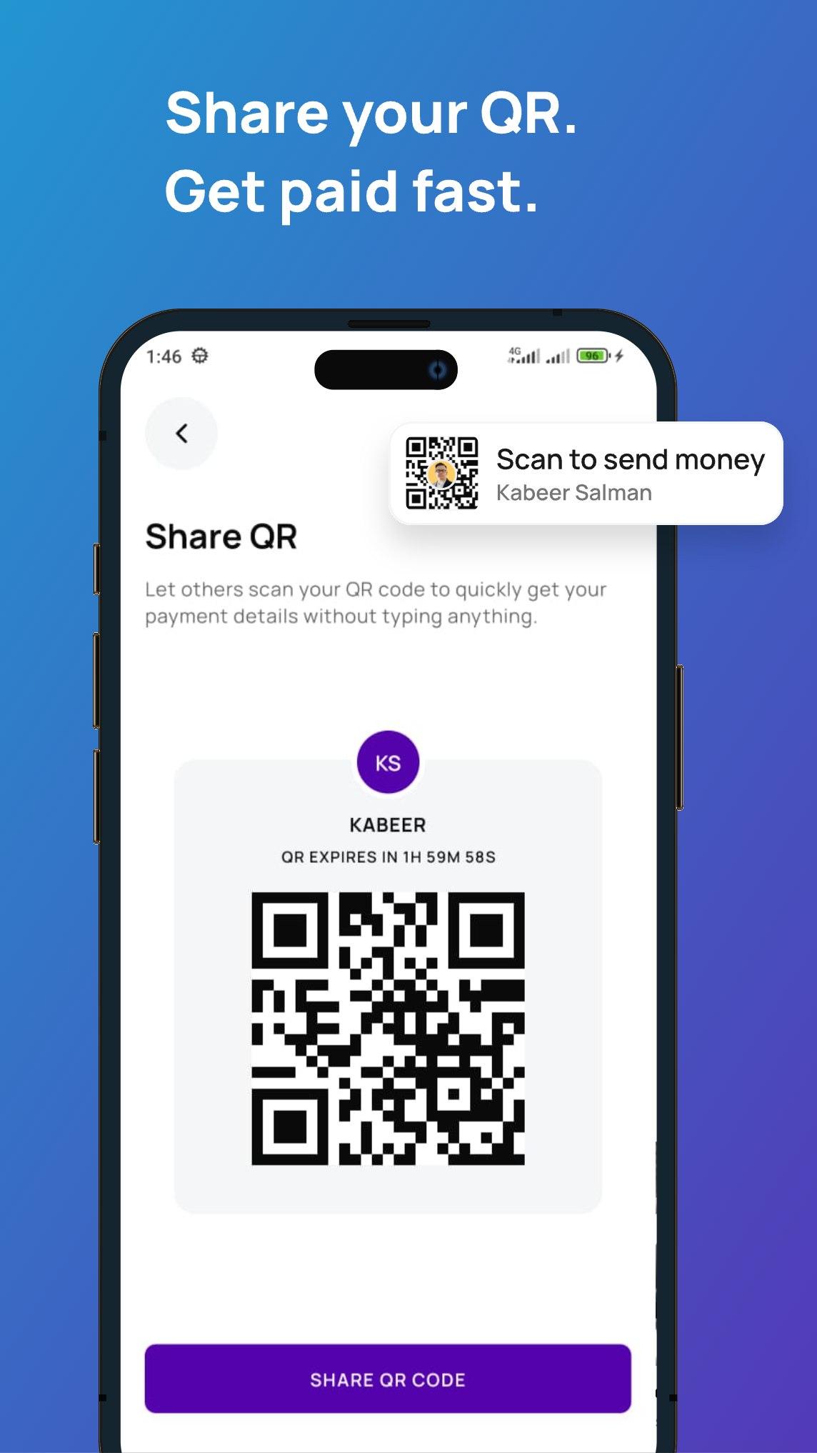 QR share screen